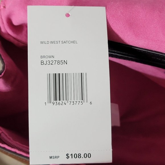 NWT Betsey Johnson Wild West Brown Bling Studs Satchel Crossbody Purse - Picture 13 of 14